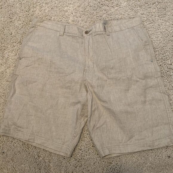 Tommy Bahama Shorts Mens 42 Beach Linen 10” Stone Khaki Embroidered Logo NEW - Picture 1 of 8